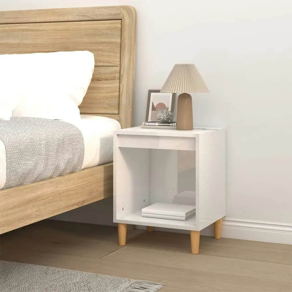 Bedside Cabinet High Gloss White 40x35x50 cm Engineered Wood 821862