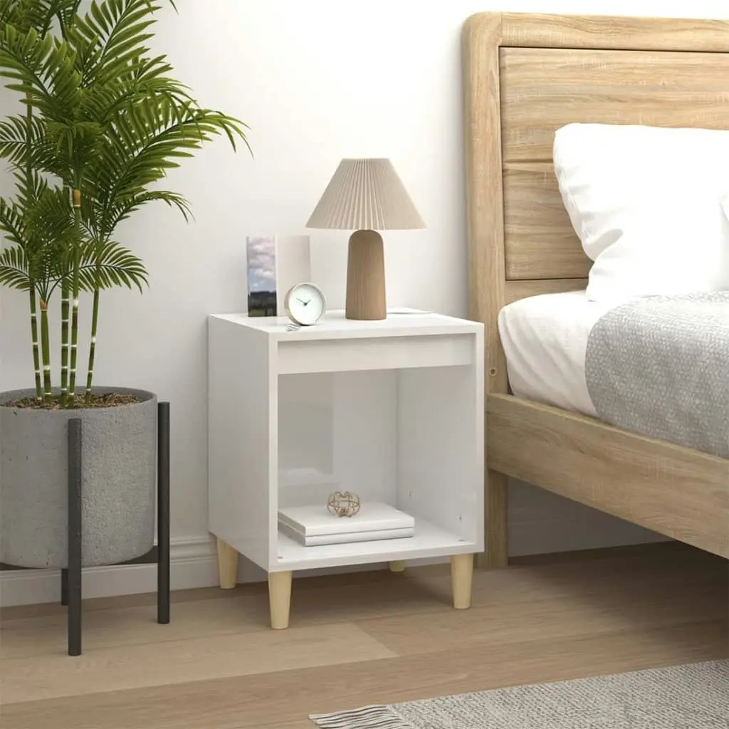 Bedside Cabinet High Gloss White 40x35x50 cm Engineered Wood 821862