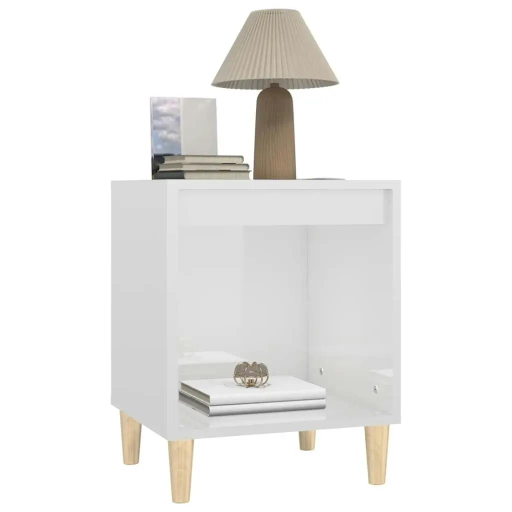 Bedside Cabinet High Gloss White 40x35x50 cm Engineered Wood 821862