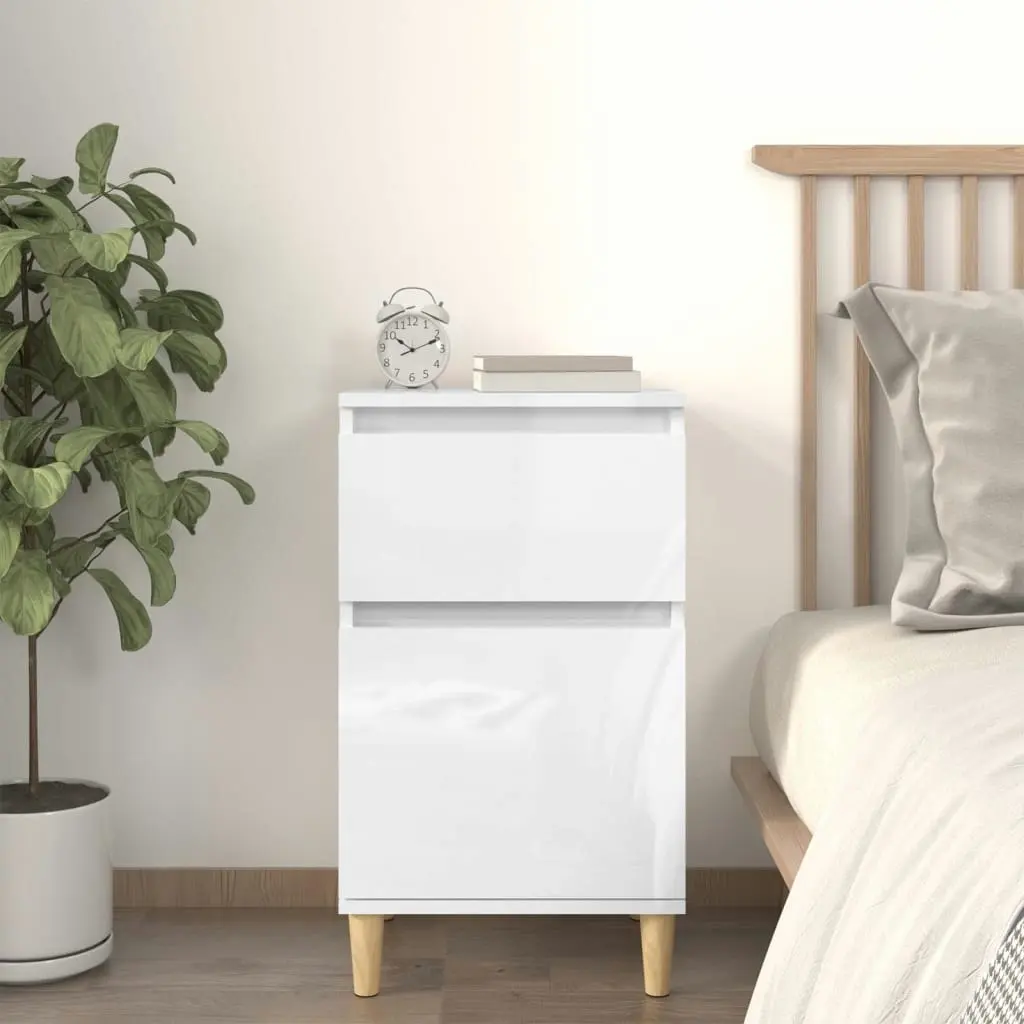 Bedside Cabinet High Gloss White 40x35x70 cm 819696