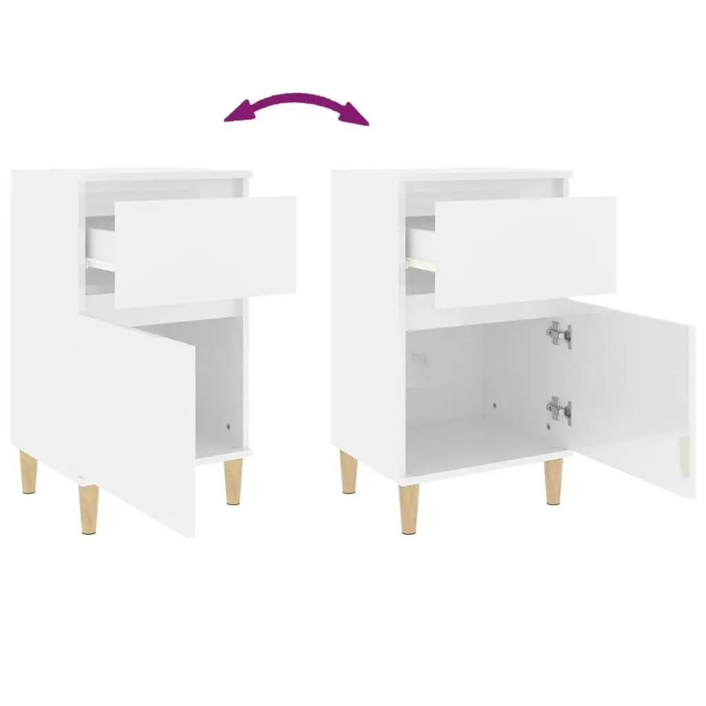 Bedside Cabinet High Gloss White 40x35x70 cm 819696