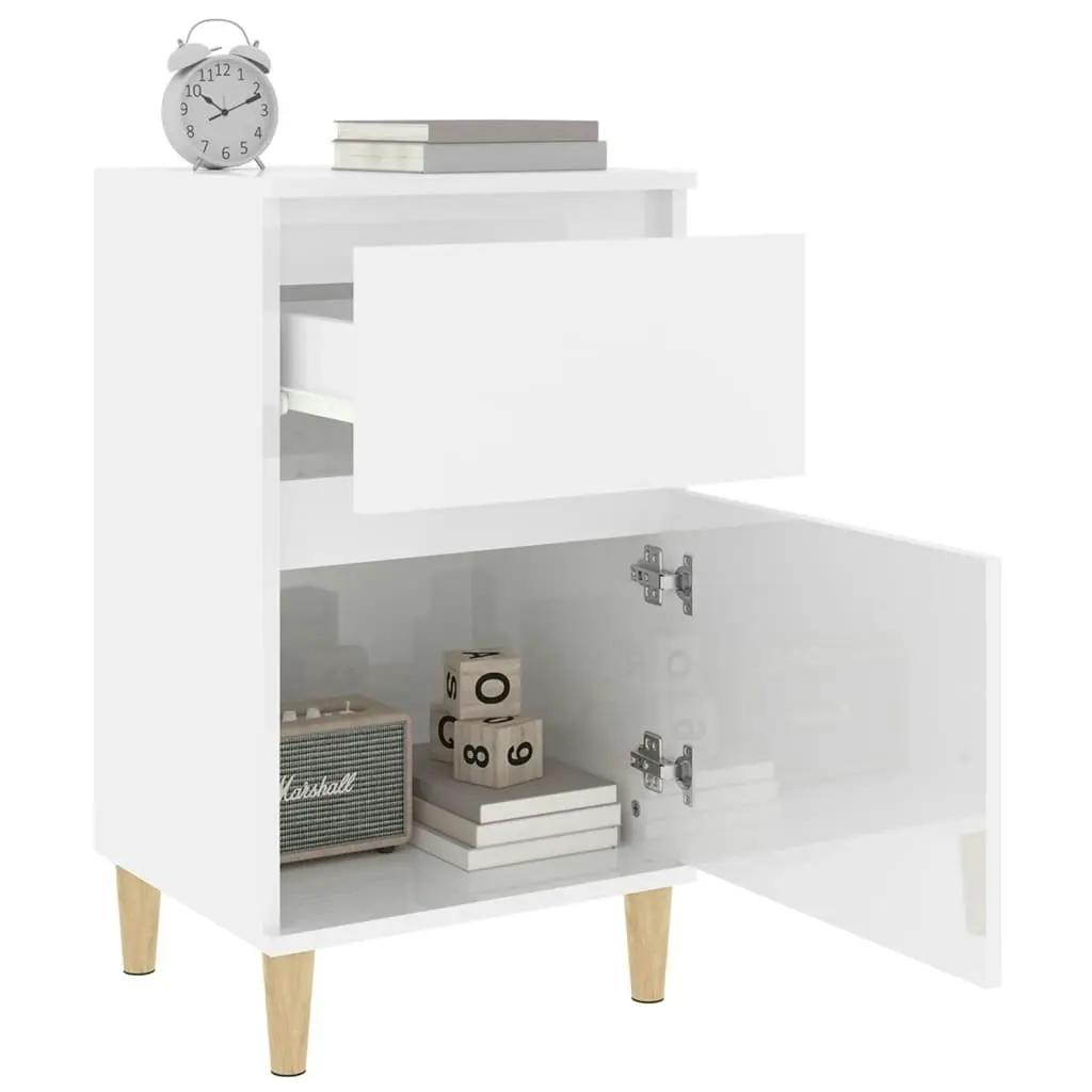 Bedside Cabinet High Gloss White 40x35x70 cm 819696