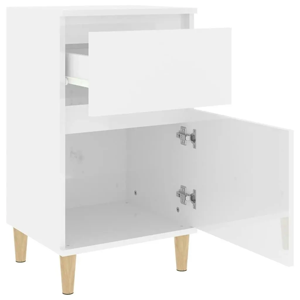 Bedside Cabinet High Gloss White 40x35x70 cm 819696