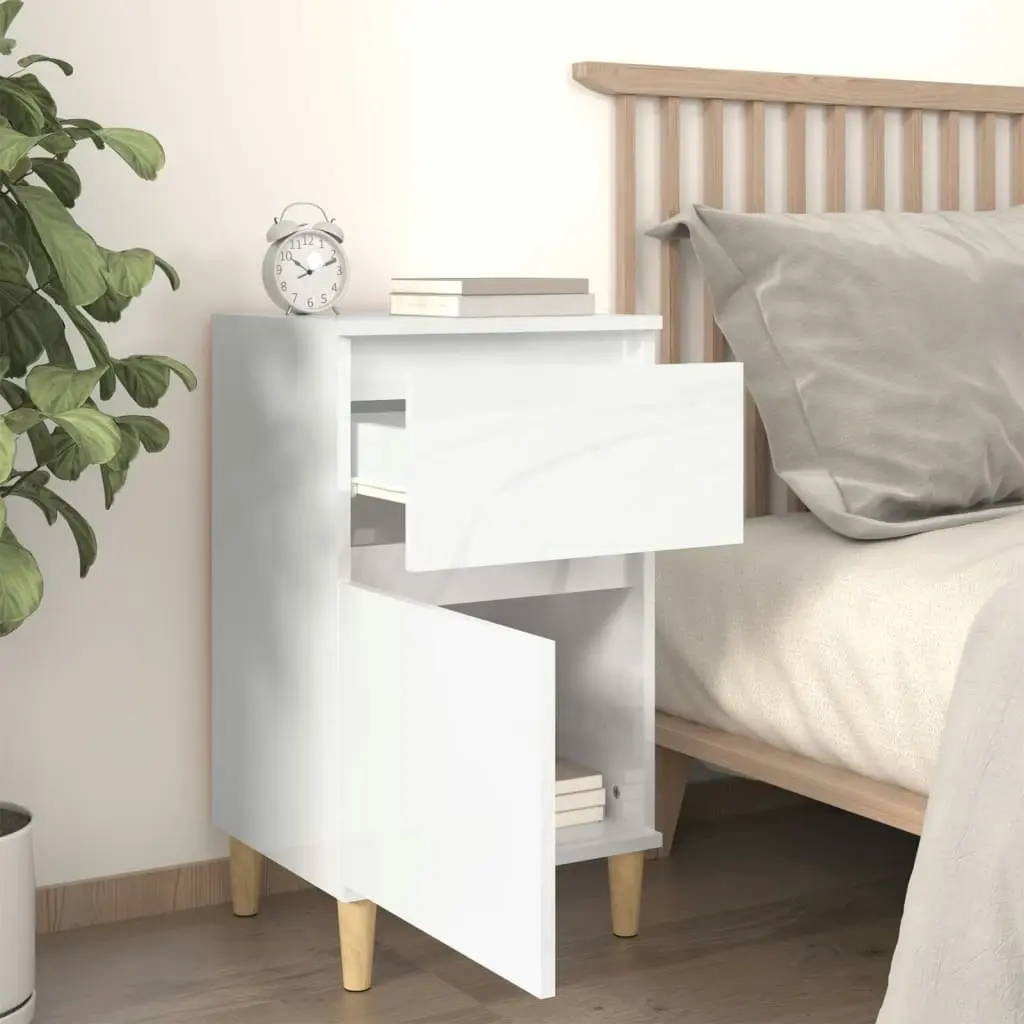 Bedside Cabinet High Gloss White 40x35x70 cm 819696