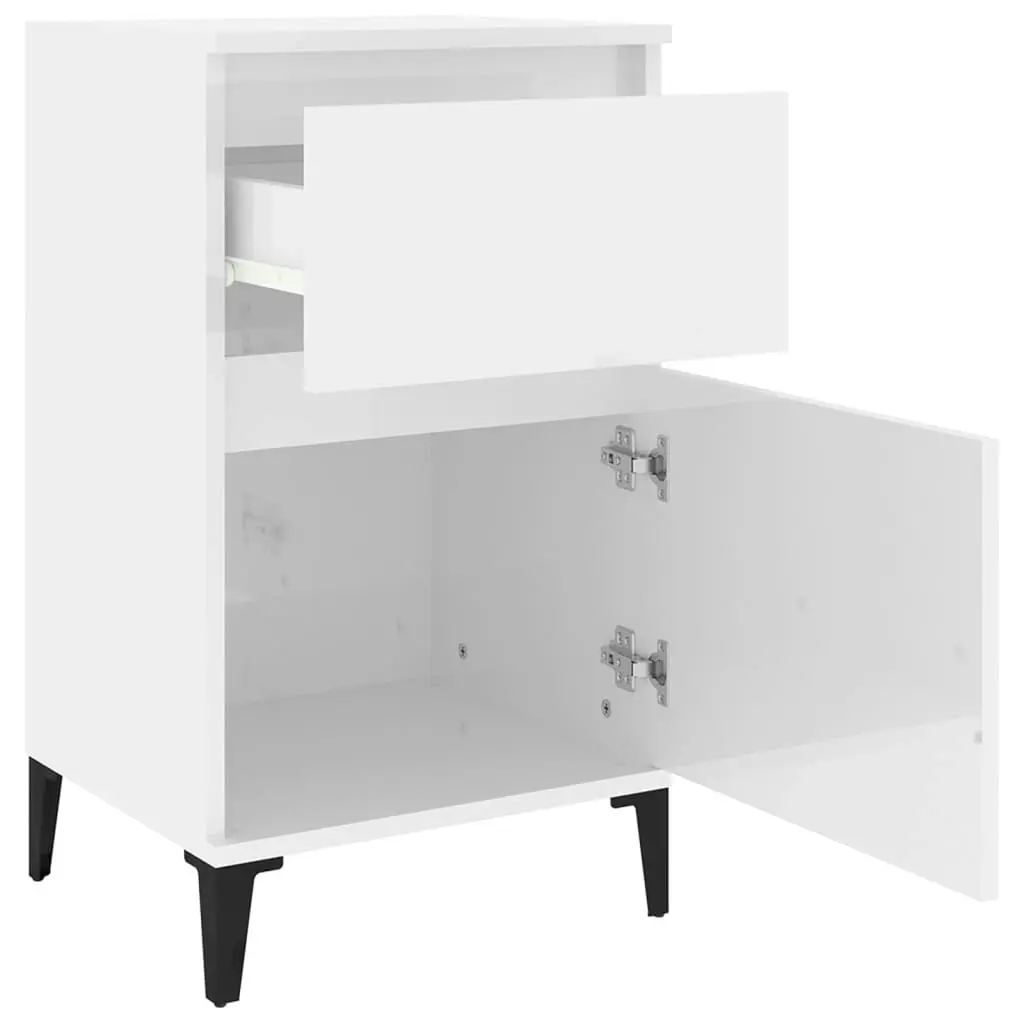 Bedside Cabinet High Gloss White 40x35x70 cm 819712