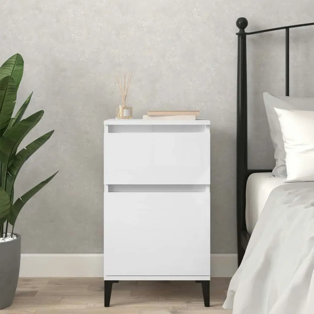 Bedside Cabinet High Gloss White 40x35x70 cm 819712