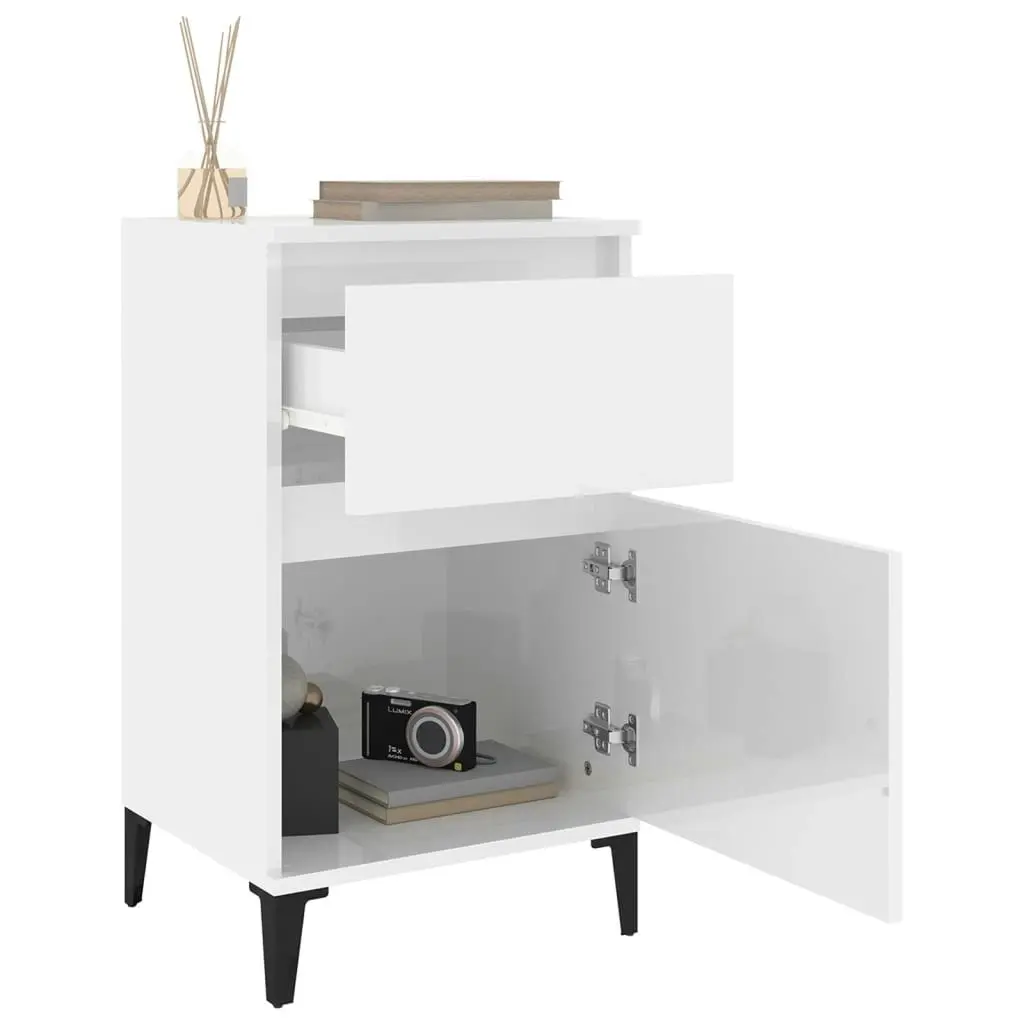 Bedside Cabinet High Gloss White 40x35x70 cm 819712