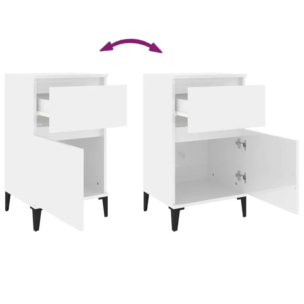 Bedside Cabinet High Gloss White 40x35x70 cm 819712