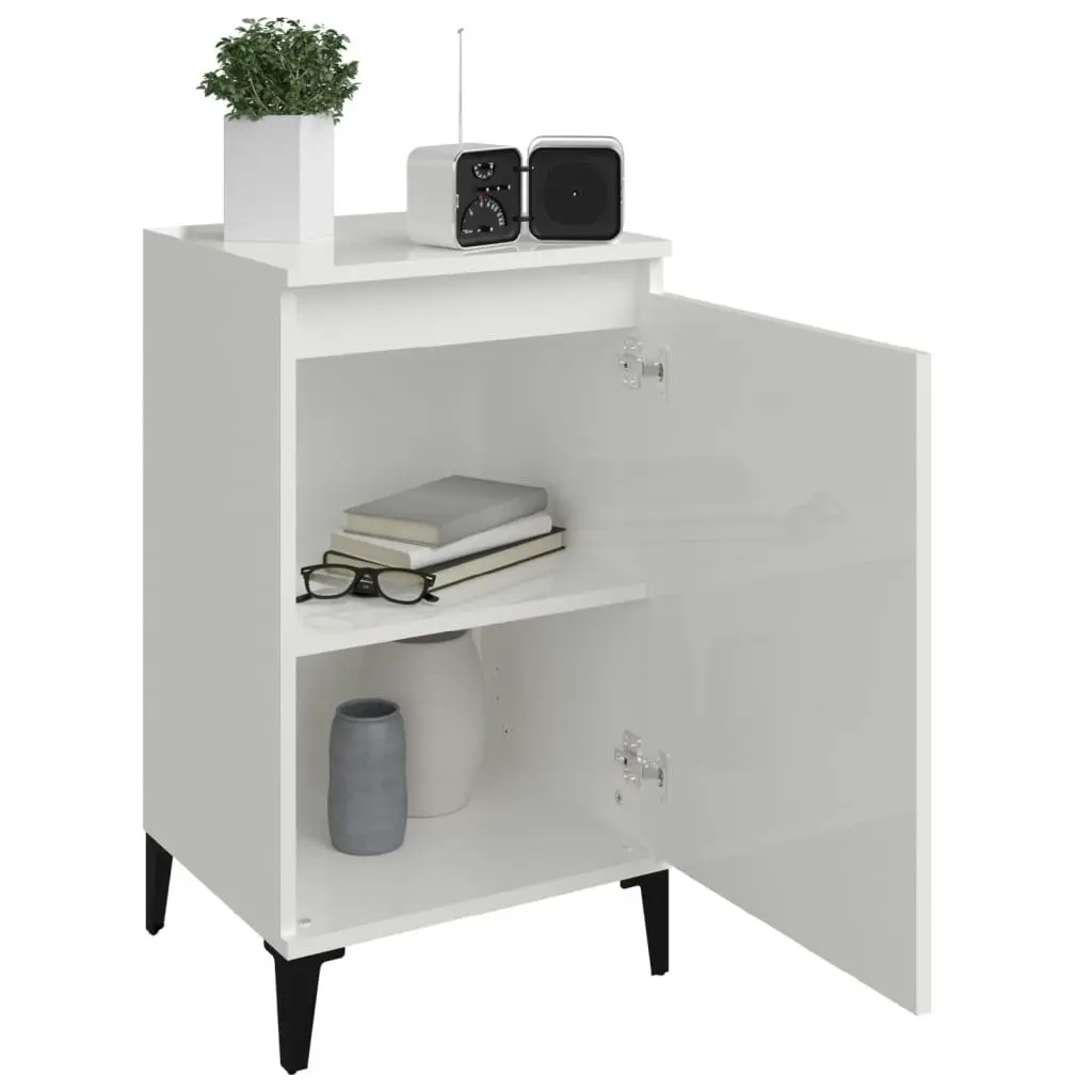 Bedside Cabinet High Gloss White 40x35x70 cm Engineered Wood 819648