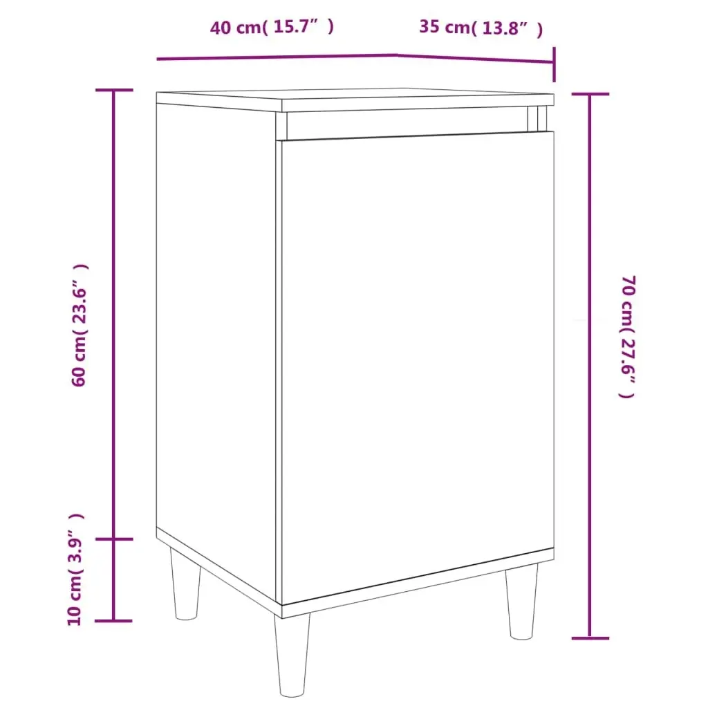 Bedside Cabinet High Gloss White 40x35x70 cm Engineered Wood 819632