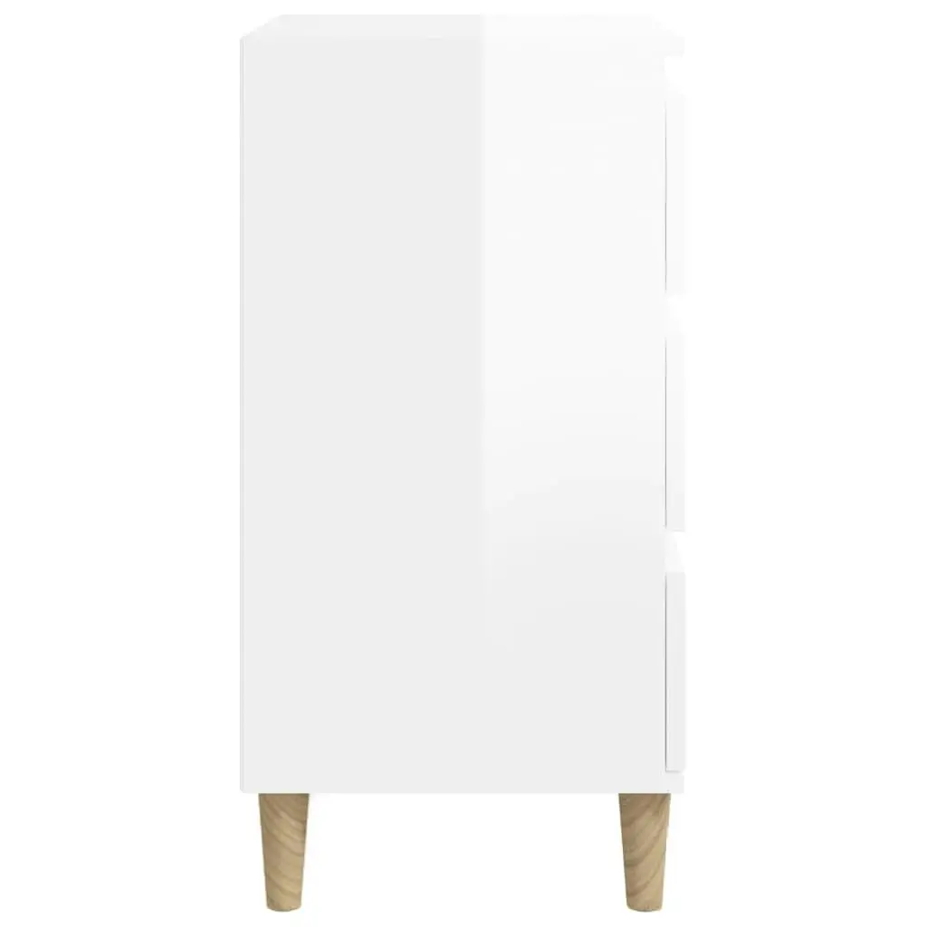 Bedside Cabinet High Gloss White 40x35x70 cm Engineered Wood 819662