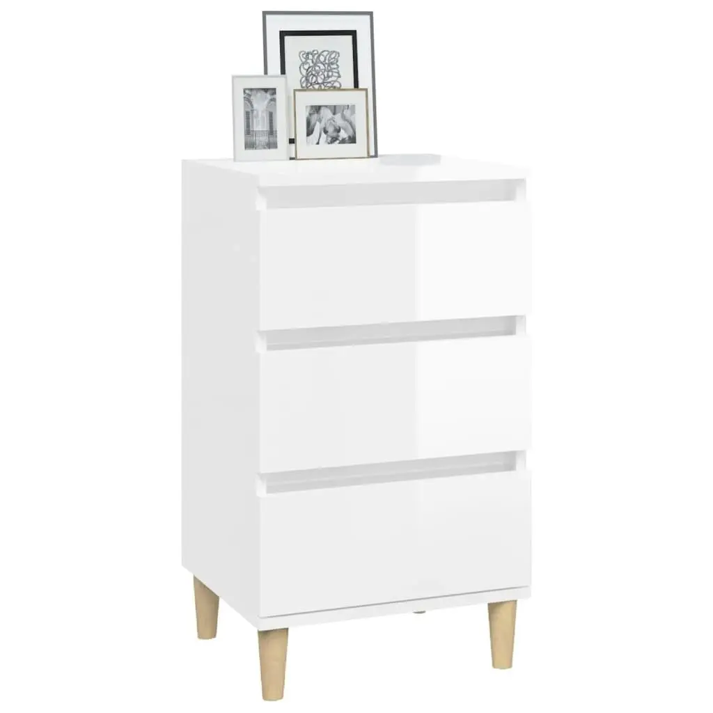 Bedside Cabinet High Gloss White 40x35x70 cm Engineered Wood 819662