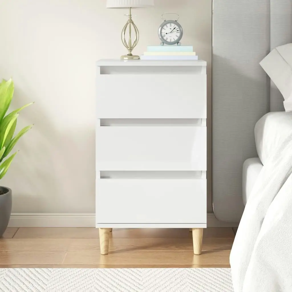 Bedside Cabinet High Gloss White 40x35x70 cm Engineered Wood 819662