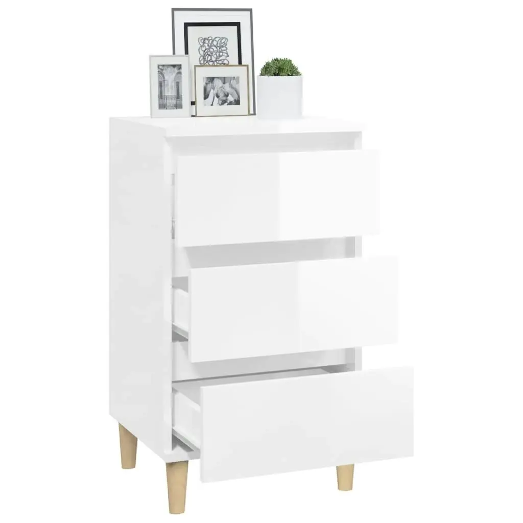 Bedside Cabinet High Gloss White 40x35x70 cm Engineered Wood 819662