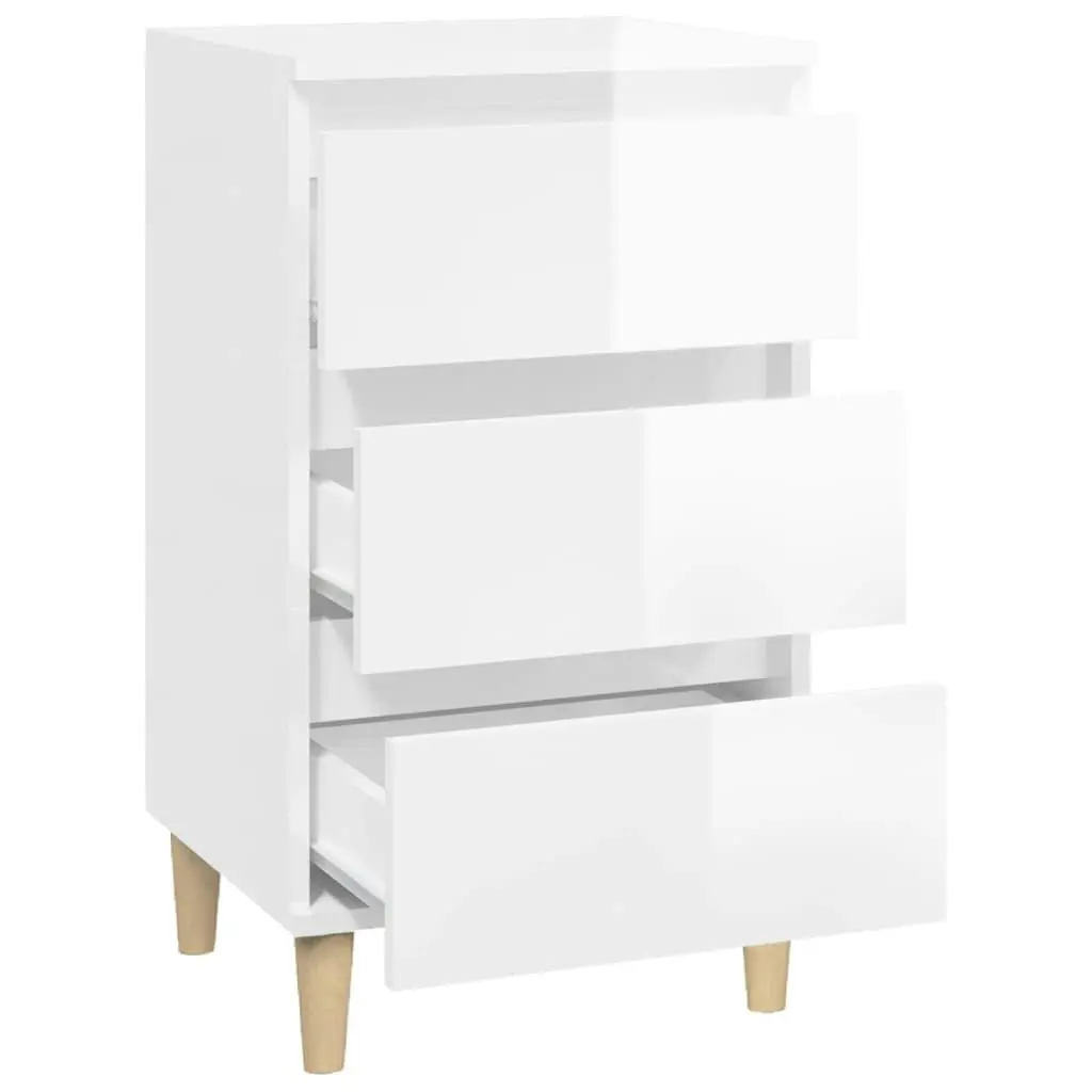 Bedside Cabinet High Gloss White 40x35x70 cm Engineered Wood 819662