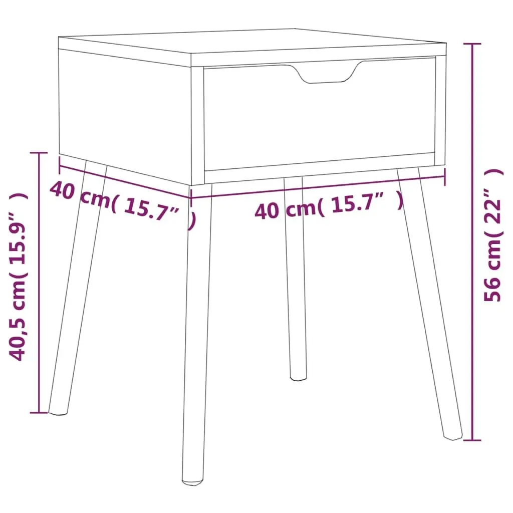 Bedside Cabinet High Gloss White 40x40x56 cm Engineered Wood 326807