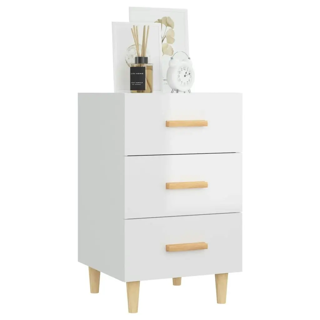 Bedside Cabinet High Gloss White 40x40x66 cm Engineered Wood 812084