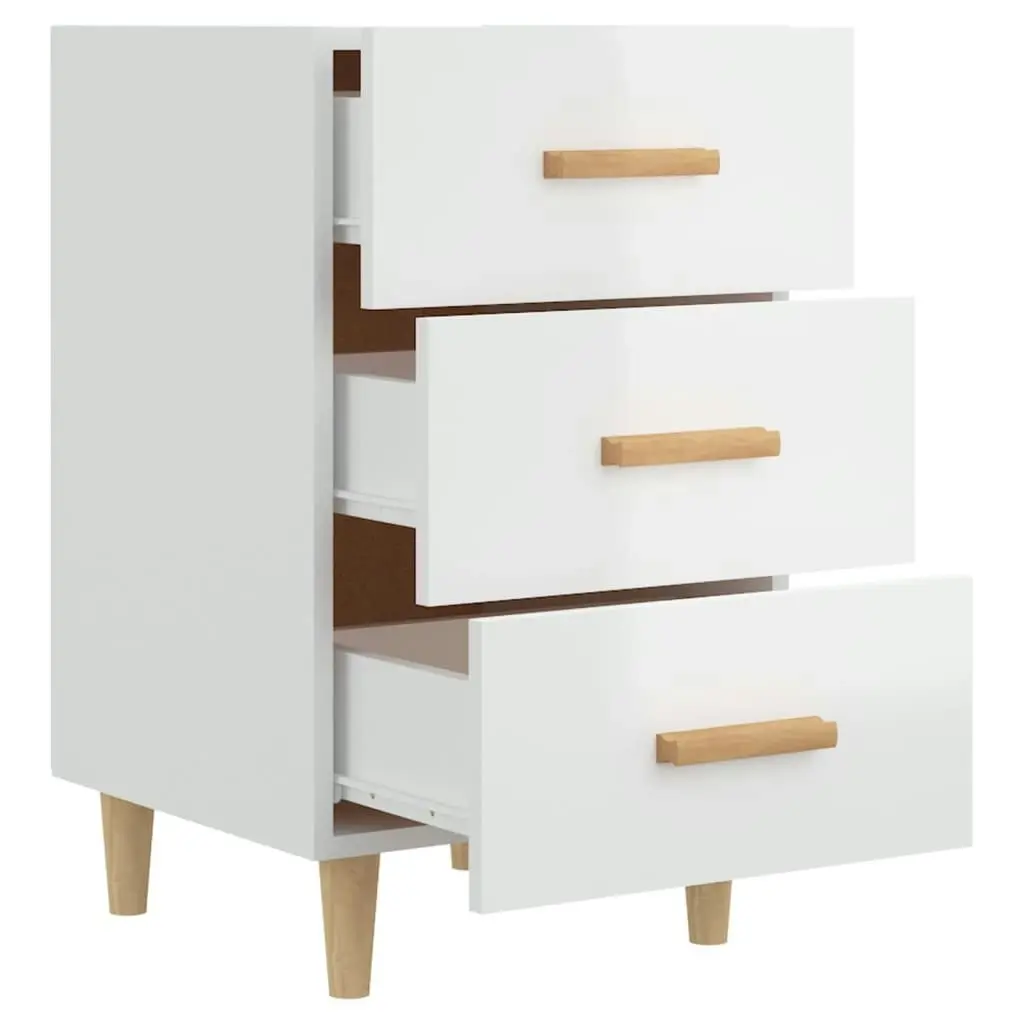 Bedside Cabinet High Gloss White 40x40x66 cm Engineered Wood 812084