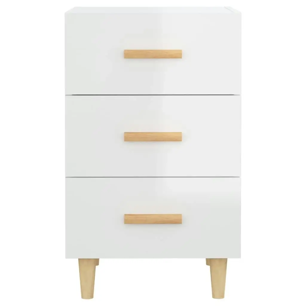 Bedside Cabinet High Gloss White 40x40x66 cm Engineered Wood 812084