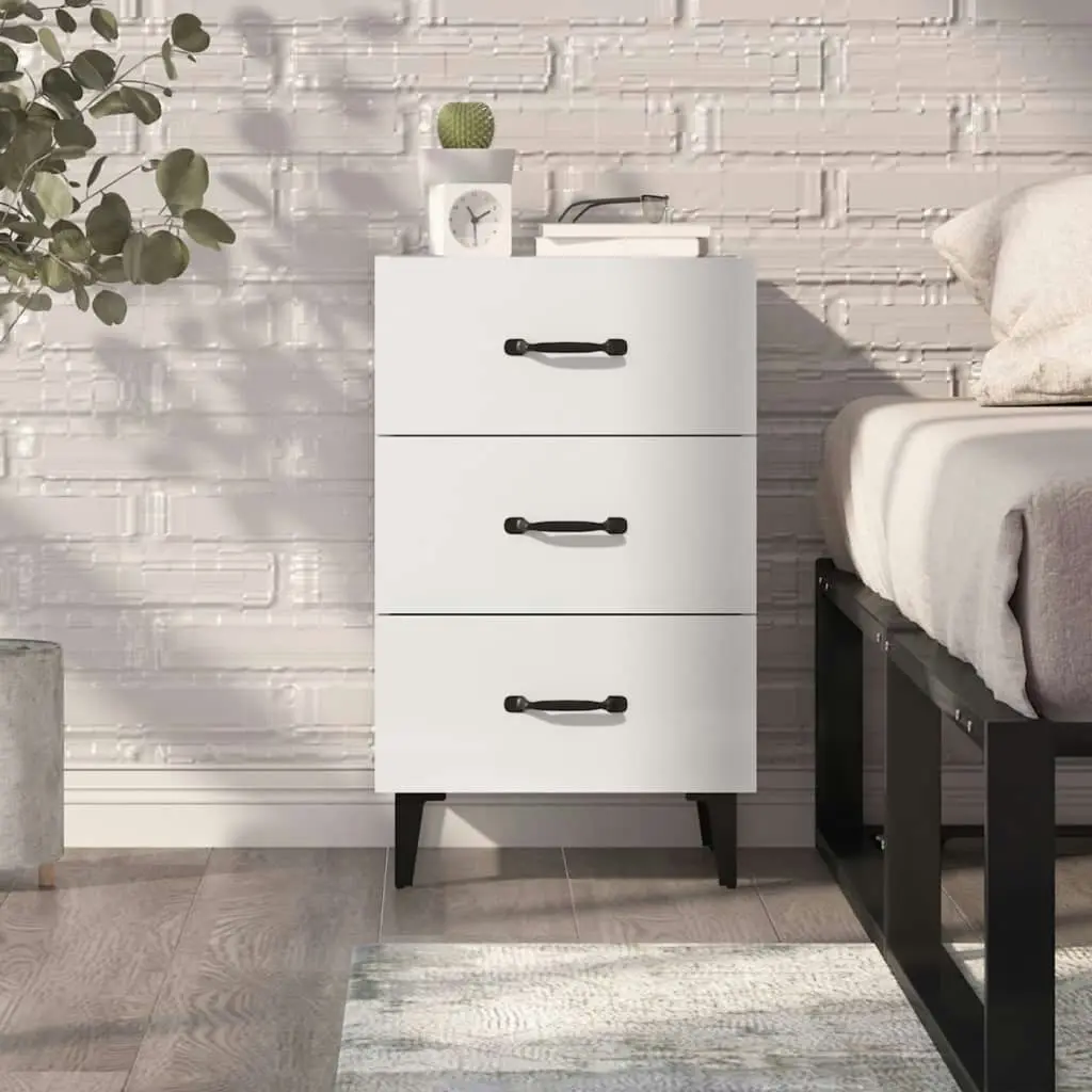 Bedside Cabinet High Gloss White 40x40x66 cm Engineered Wood 812093