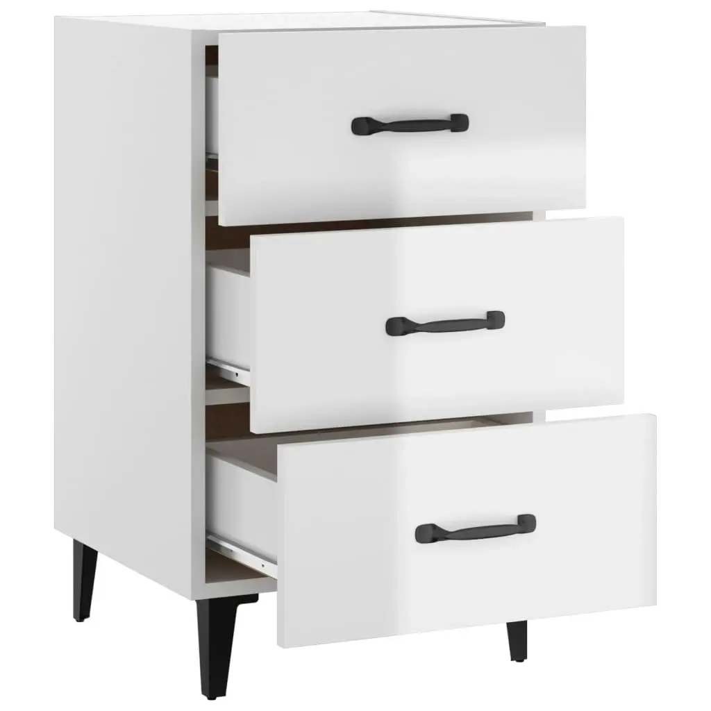 Bedside Cabinet High Gloss White 40x40x66 cm Engineered Wood 812093