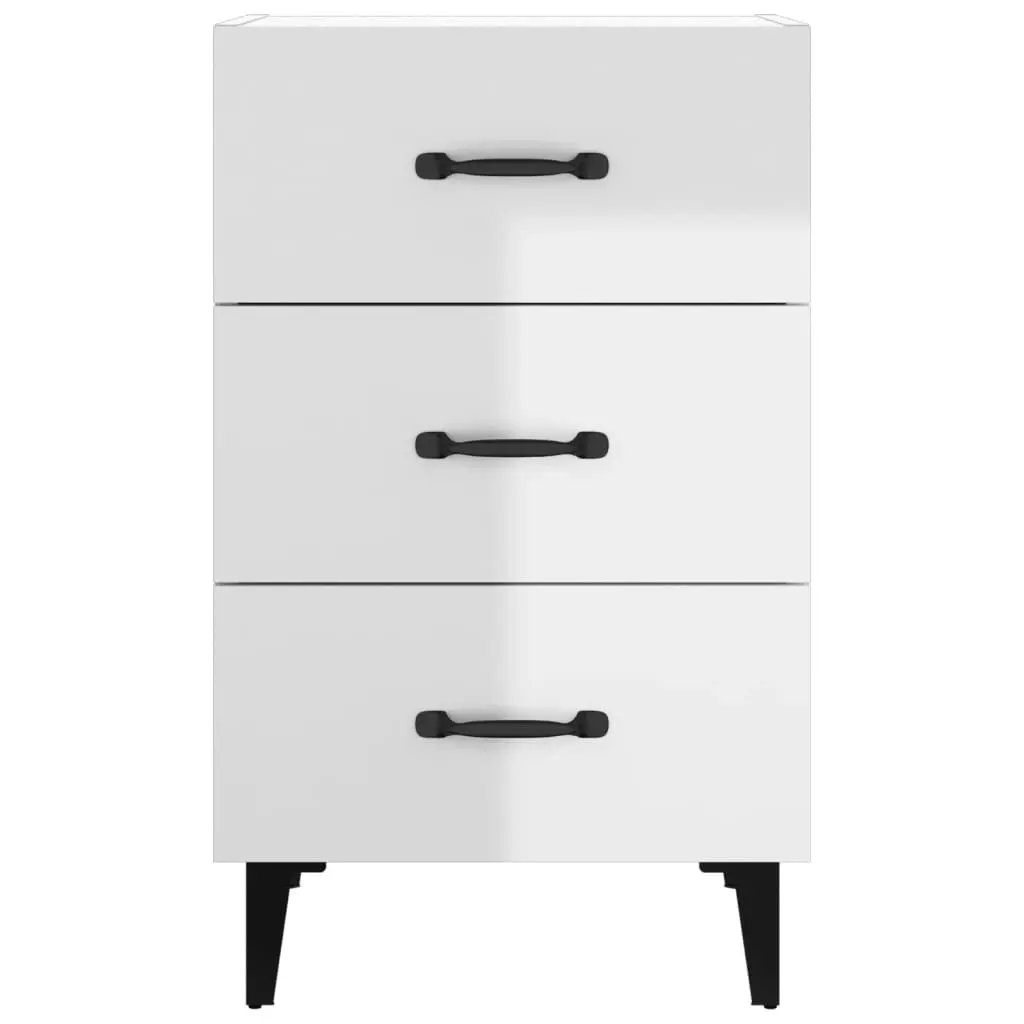 Bedside Cabinet High Gloss White 40x40x66 cm Engineered Wood 812093