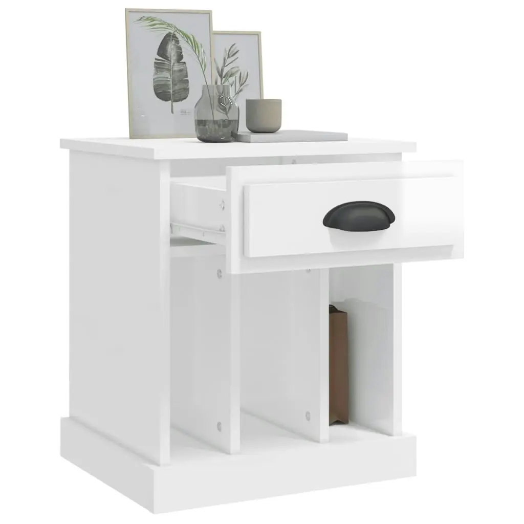 Bedside Cabinet High Gloss White 43x36x50 cm 816348