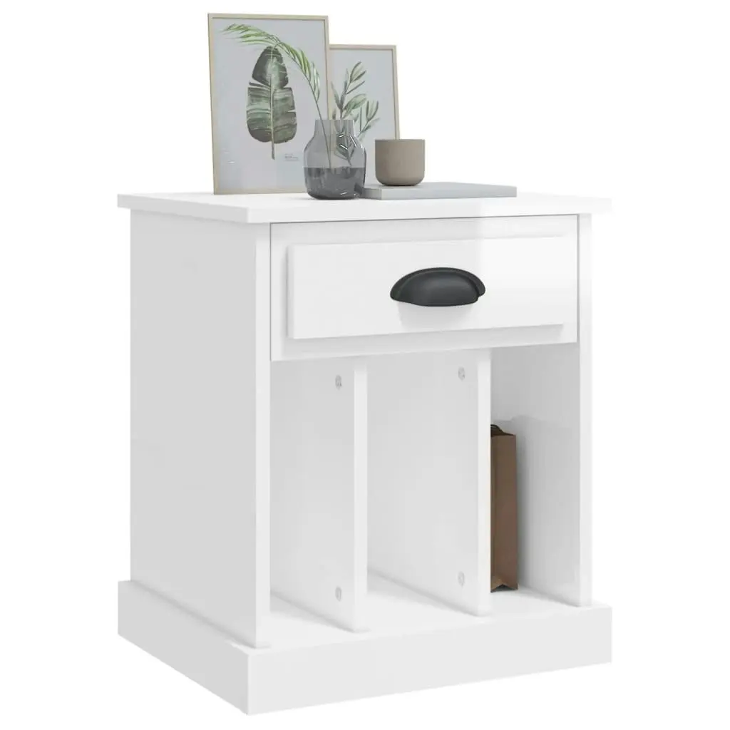 Bedside Cabinet High Gloss White 43x36x50 cm 816348