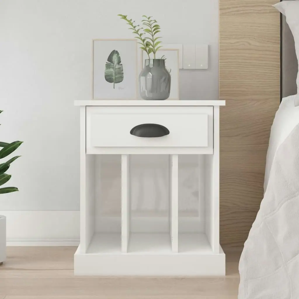 Bedside Cabinet High Gloss White 43x36x50 cm 816348