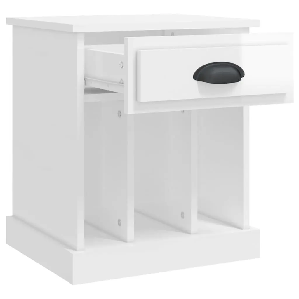 Bedside Cabinet High Gloss White 43x36x50 cm 816348