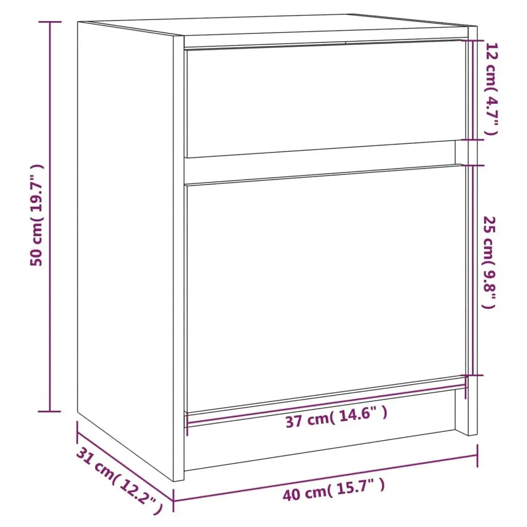 Bedside Cabinet 40x31x50 cm Solid Pinewood 808123