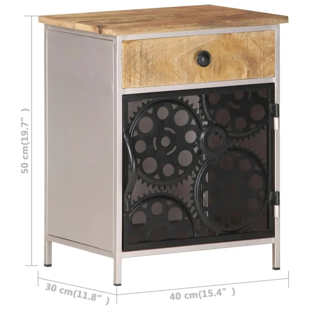 Bedside Cabinet 40x30x50 cm Rough Mango Wood 323738