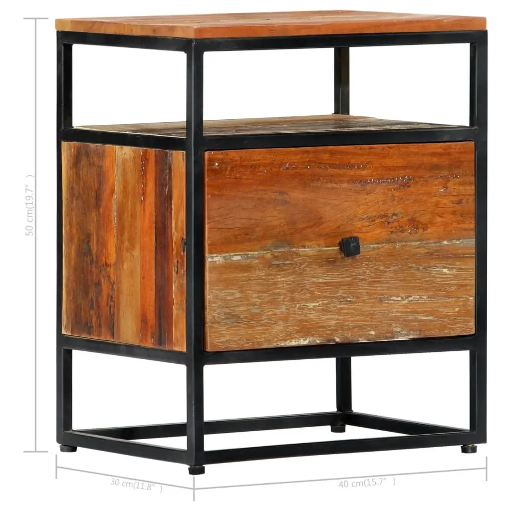 Bedside Cabinet 40x30x50 cm Solid Reclaimed Wood and Steel 282725