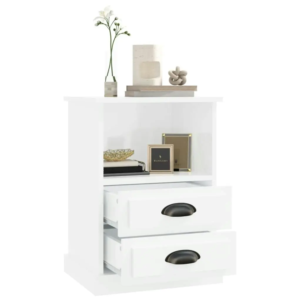 Bedside Cabinet High Gloss White 43x36x60 cm 816332