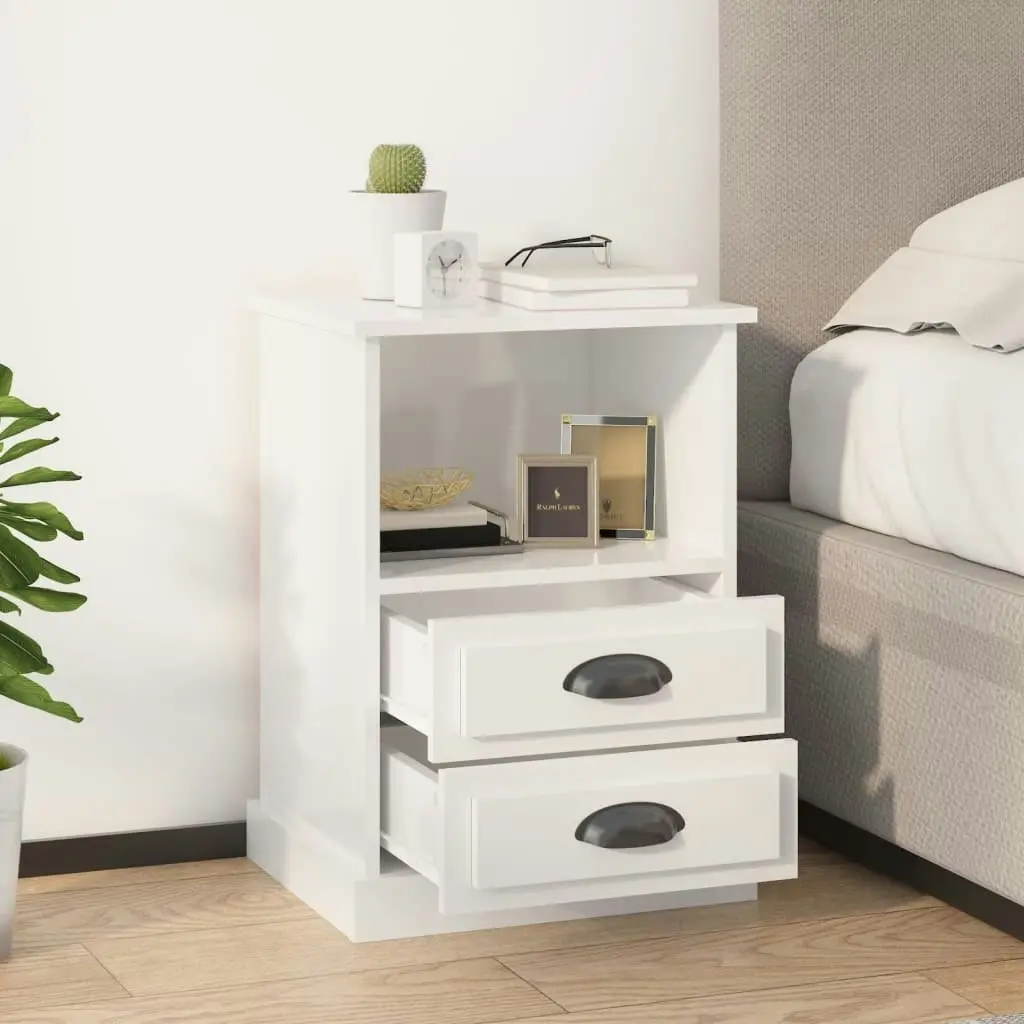 Bedside Cabinet High Gloss White 43x36x60 cm 816332