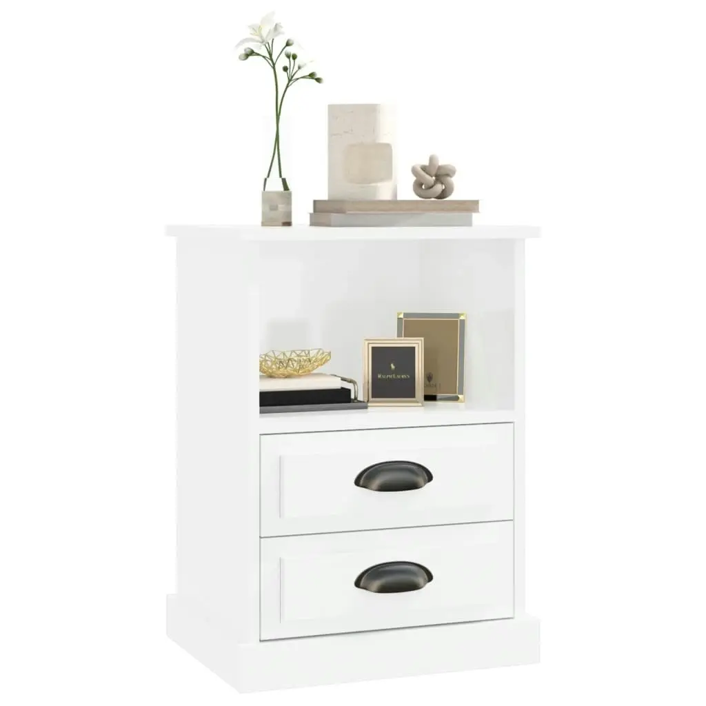 Bedside Cabinet High Gloss White 43x36x60 cm 816332