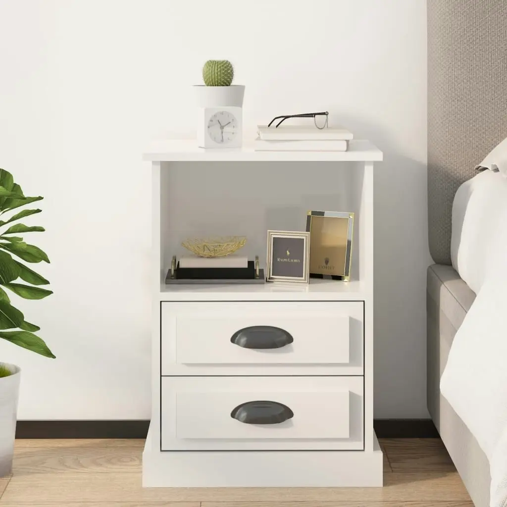 Bedside Cabinet High Gloss White 43x36x60 cm 816332