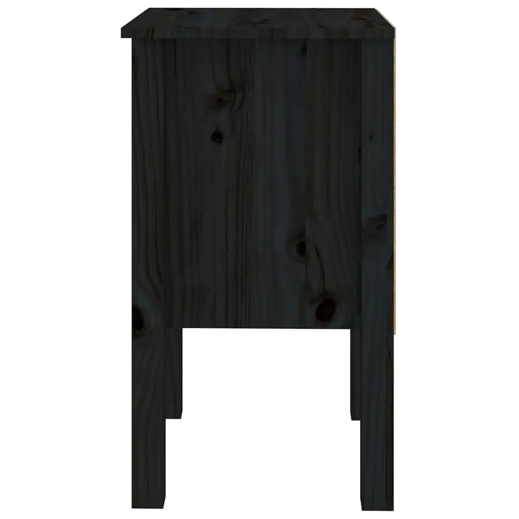 Bedside Cabinet Black 40x35x61.5 cm Solid Wood Pine 813697