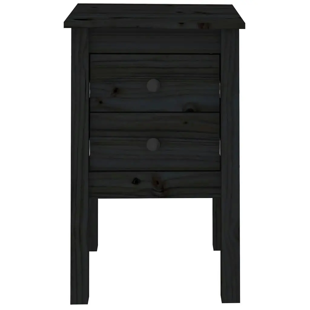 Bedside Cabinet Black 40x35x61.5 cm Solid Wood Pine 813697