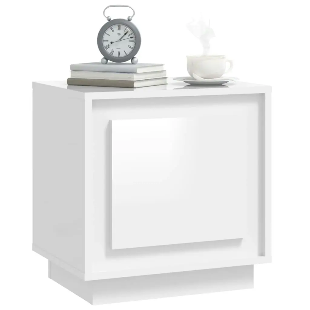 Bedside Cabinet High Gloss White 44x35x45 cm Engineered Wood 819840