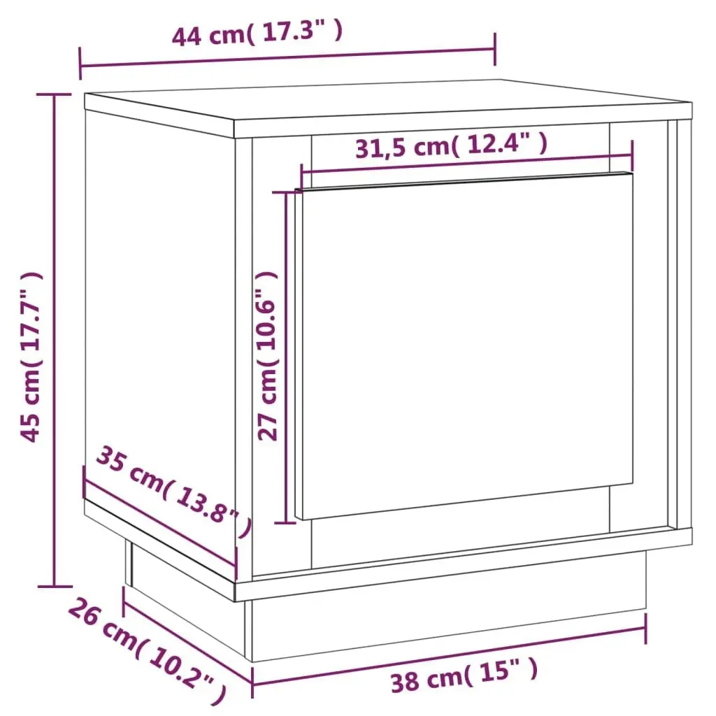 Bedside Cabinet High Gloss White 44x35x45 cm Engineered Wood 819840