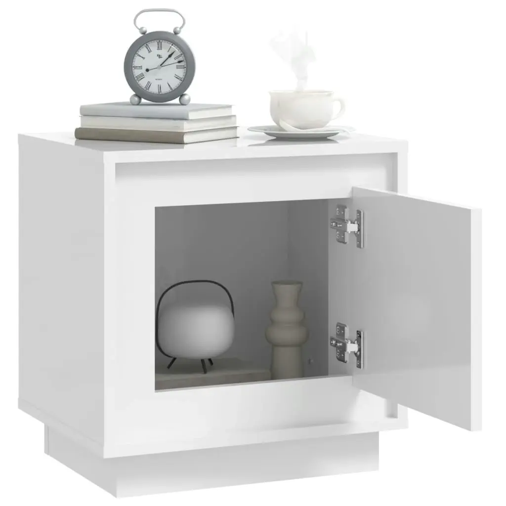 Bedside Cabinet High Gloss White 44x35x45 cm Engineered Wood 819840