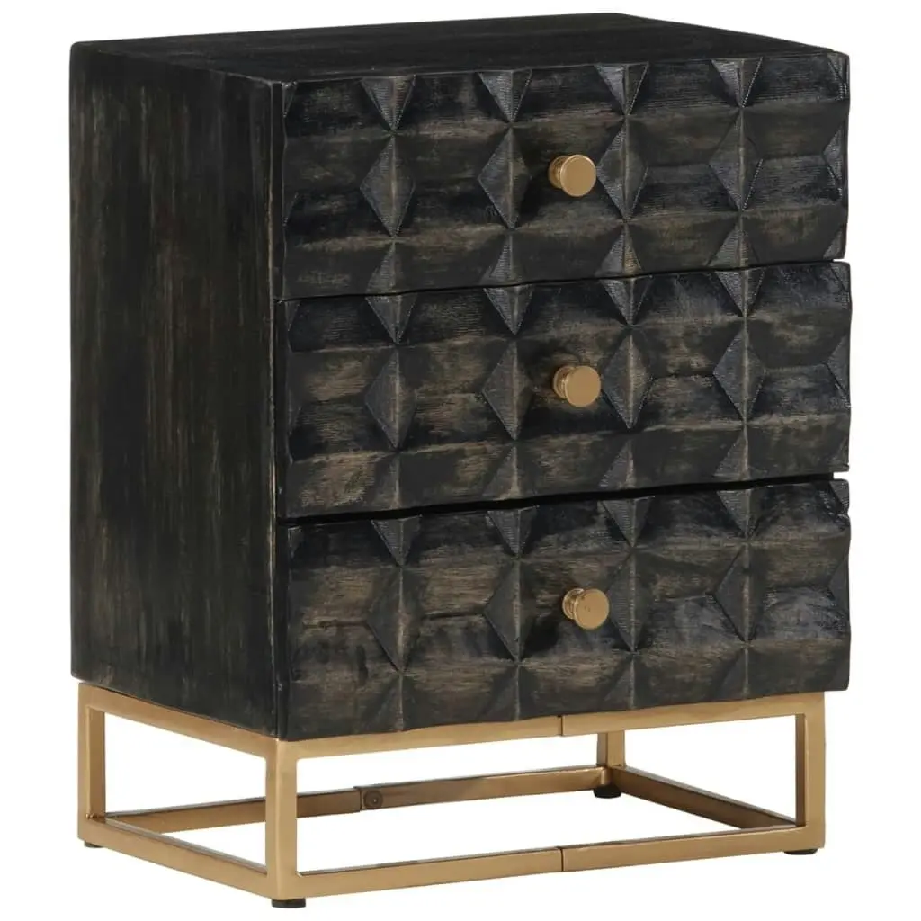 Bedside Cabinet Black 40x29x50 cm Solid Wood Mango 351680