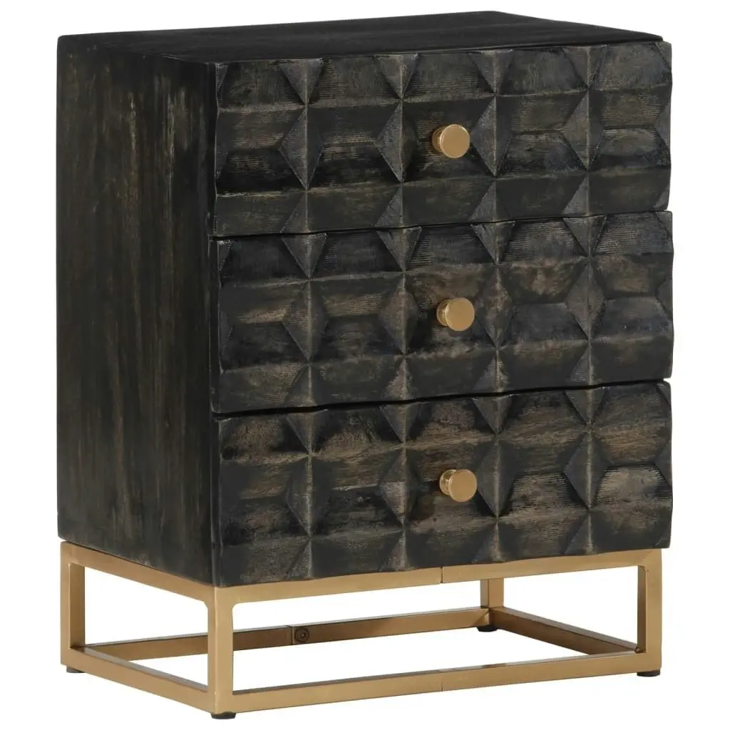 Bedside Cabinet Black 40x29x50 cm Solid Wood Mango 351680