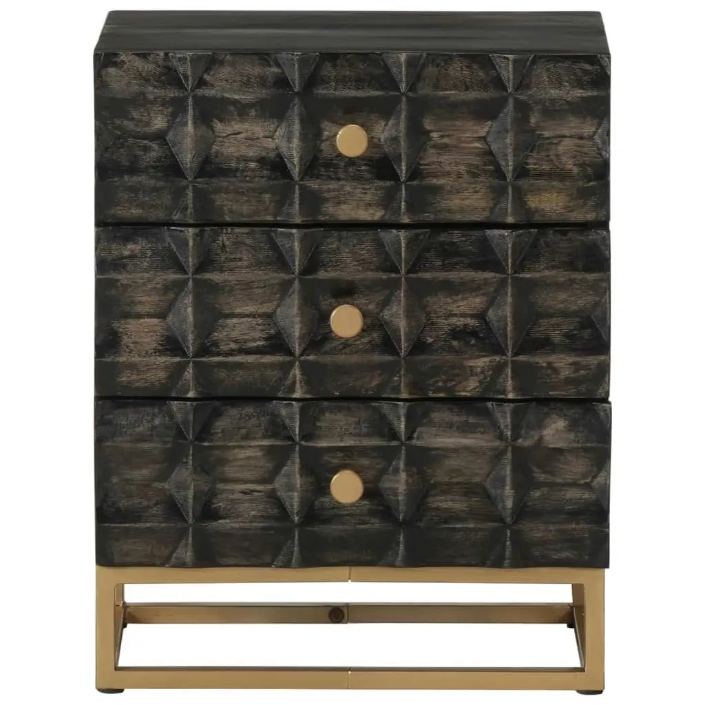 Bedside Cabinet Black 40x29x50 cm Solid Wood Mango 351680