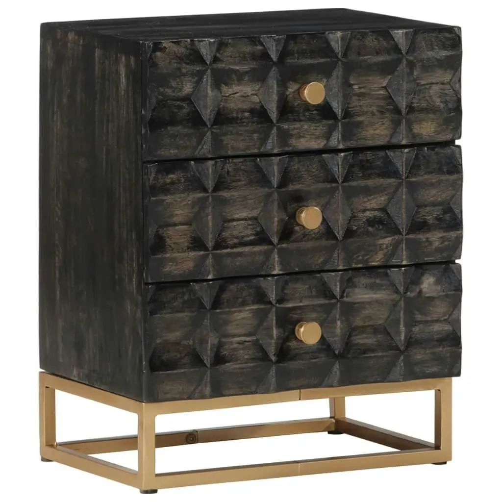 Bedside Cabinet Black 40x29x50 cm Solid Wood Mango 351680