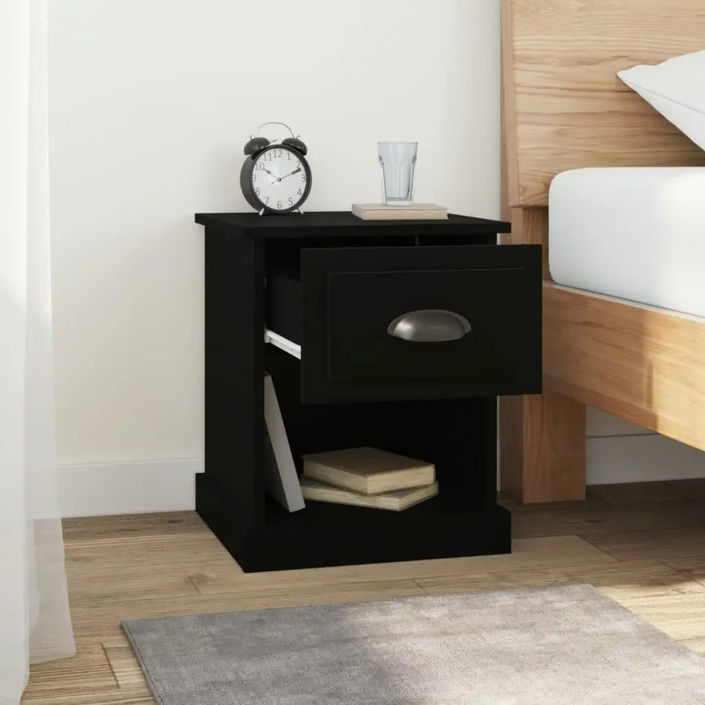 Bedside Cabinet Black 39x39x47.5 cm Engineered Wood 816130