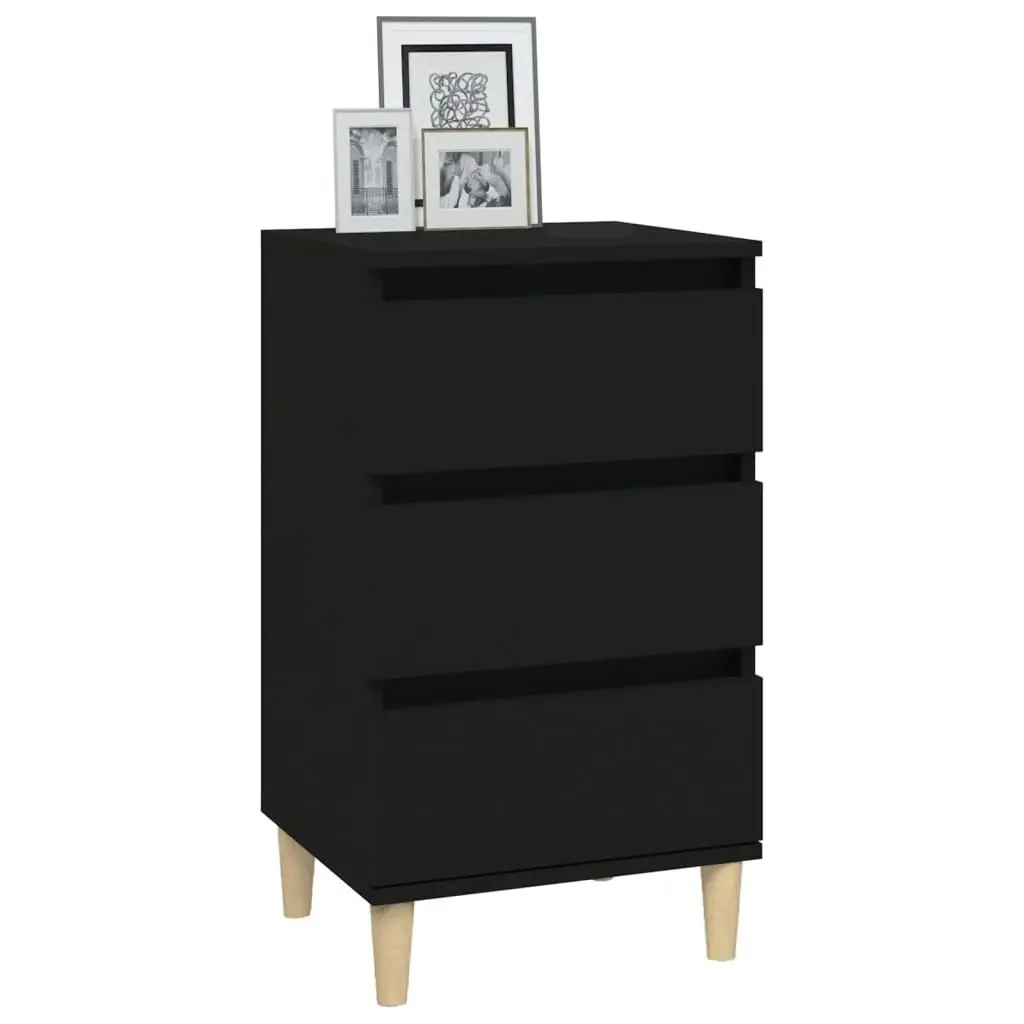 Bedside Cabinet Black 40x35x70 cm Engineered Wood 819661