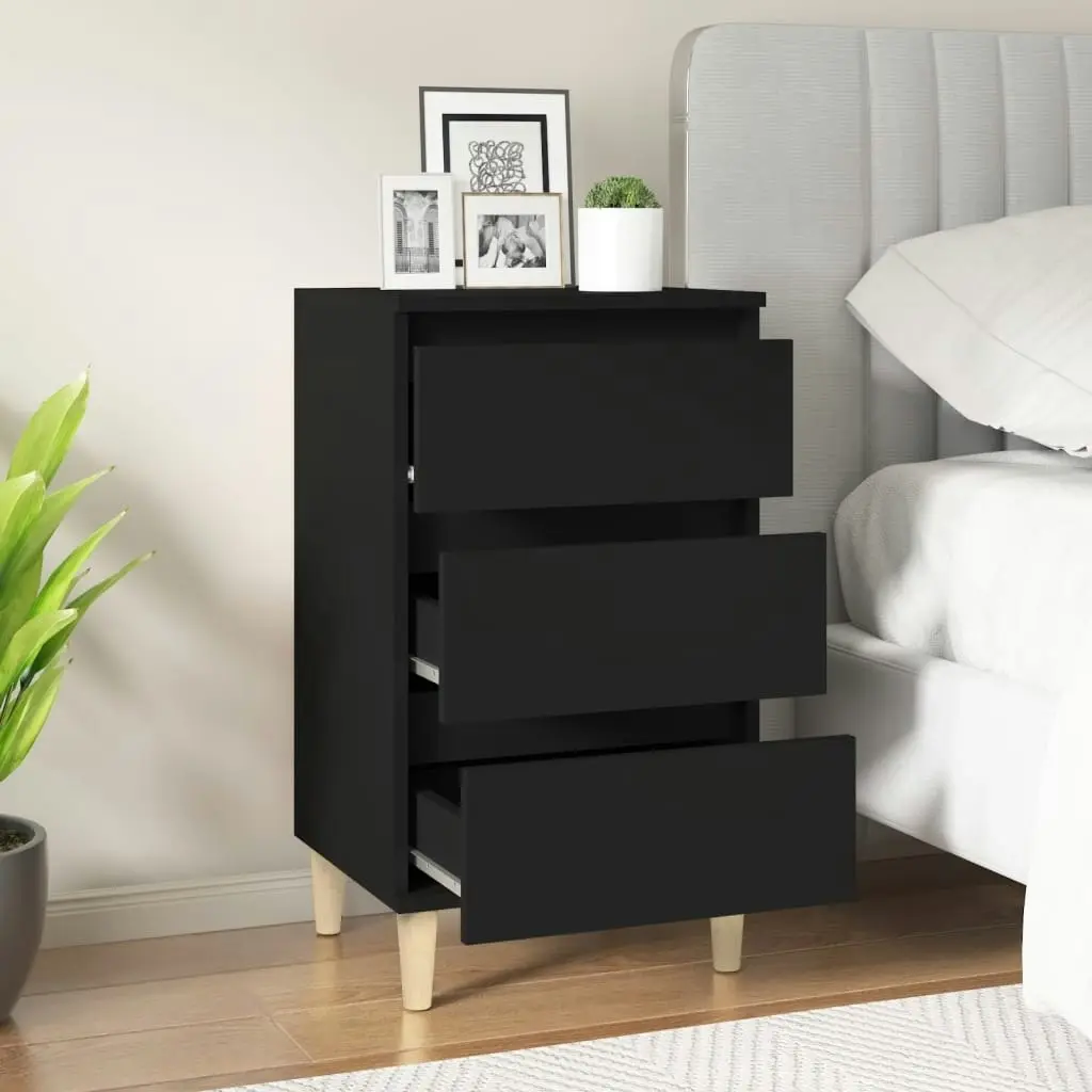 Bedside Cabinet Black 40x35x70 cm Engineered Wood 819661