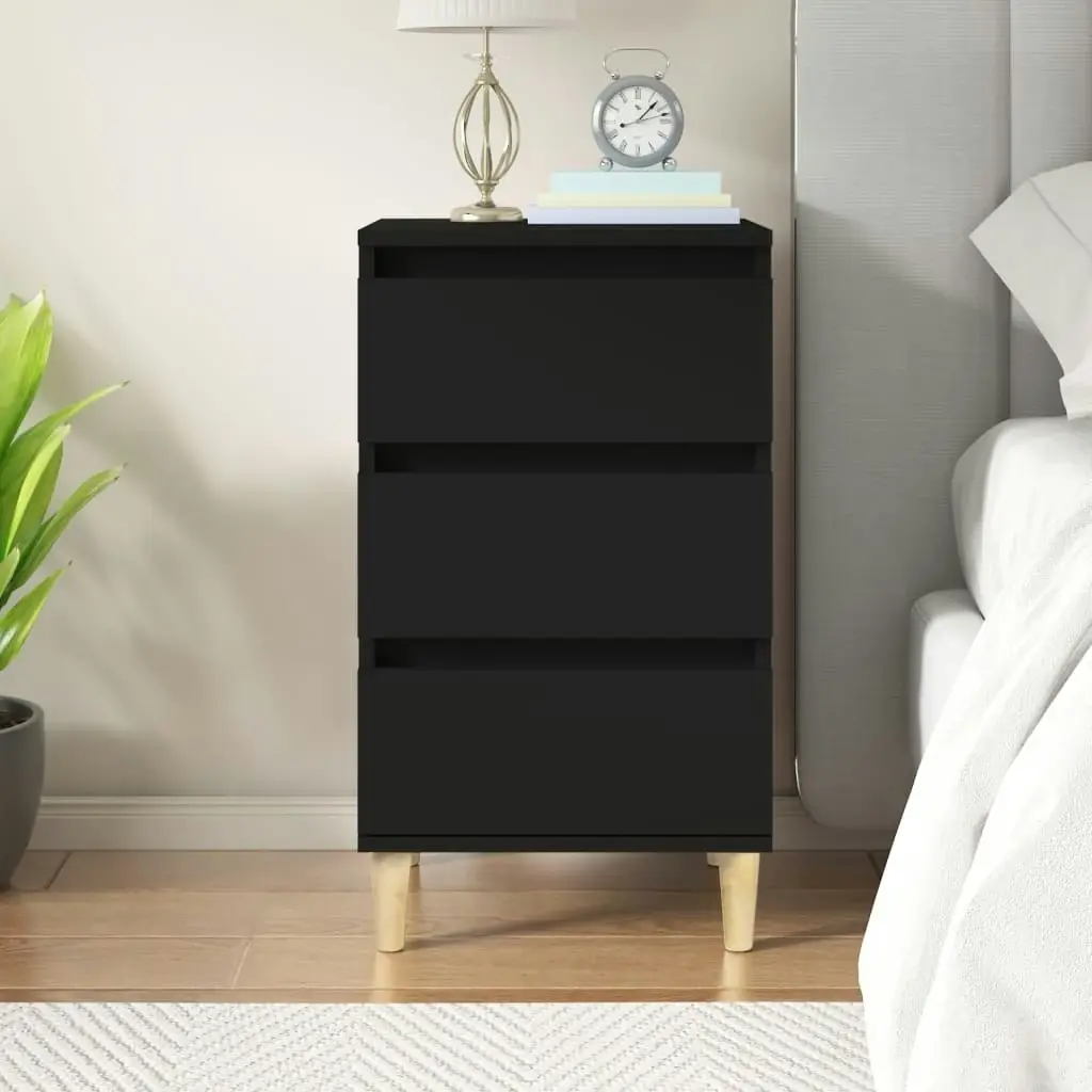 Bedside Cabinet Black 40x35x70 cm Engineered Wood 819661